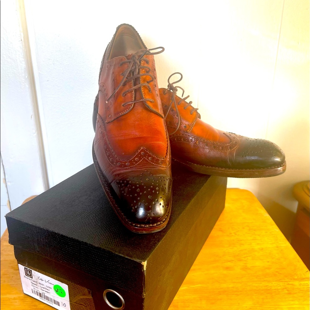 Cognac Burnished Wingtip Lace ups by Ugo Versare